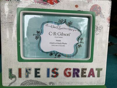 C.R. Gibson 9 x 8  Photo Frame, Fits 4''x 6'' Photo  - Life Is Great
