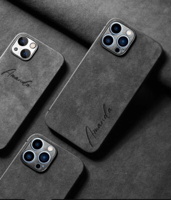 Personalisierte Handyhülle Iphone 11 12 13 14 15 16, Alcantara, Luxus