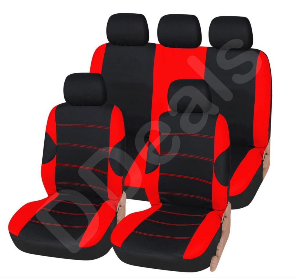 Black Red Racing Car Seat Covers Cover Front Rear Full Set For Peugeot