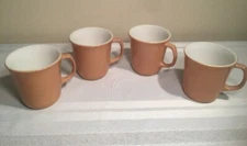 Corelle Corning  Coffee Mugs Cups Set Of 4 Tan Brown Almond