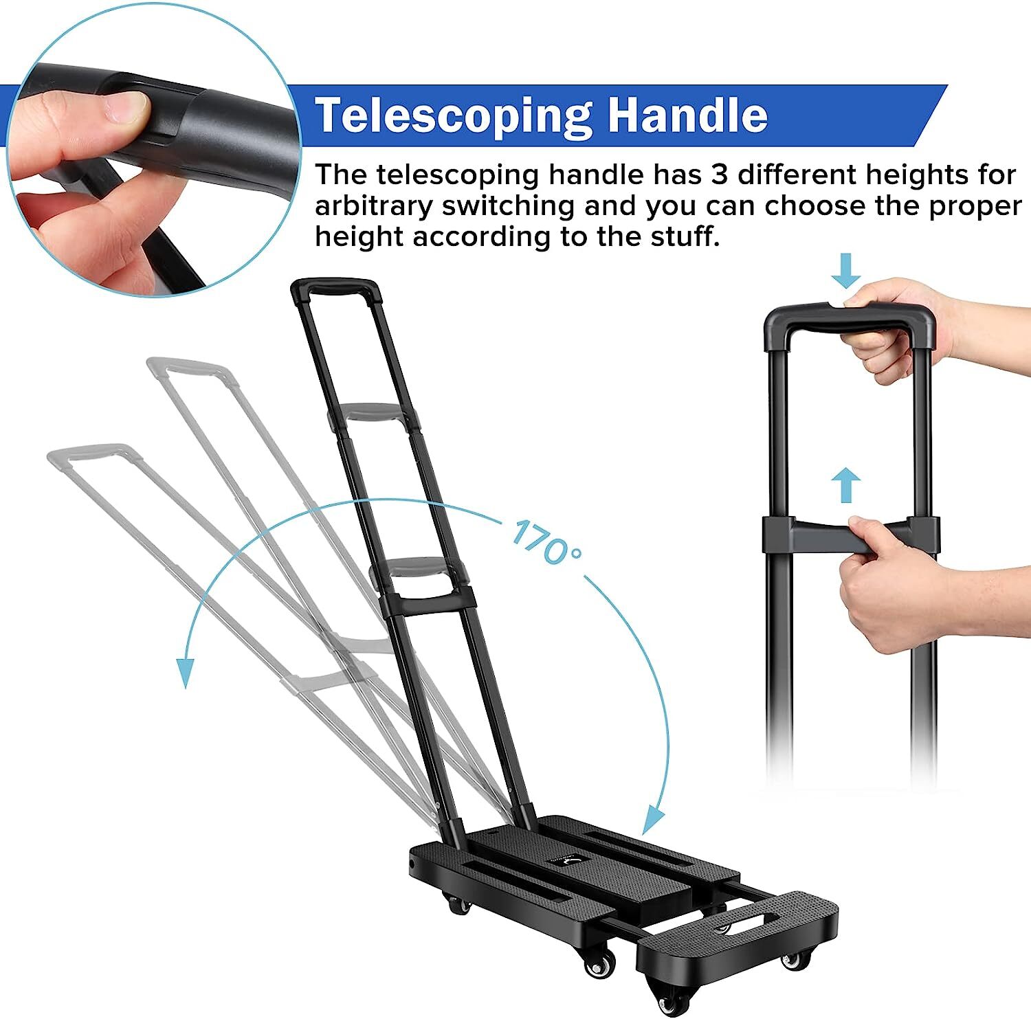 440lbs Folding Hand Truck Moving Utility Dolly Platform Luggage Cart w