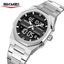 SKMEI Men Steel Watch Military Wristwatch LED Digital Quartz Boys Sport Watches
