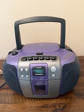 Emerson PD6511P Purple Gray CD Cassette Boombox AM/FM Radio Tested Works