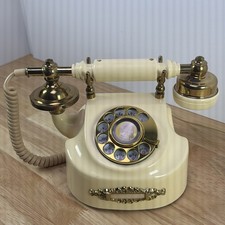 1970  s Coquette Rotary French Princess Style Telephone Ivory Gold Untested VTG