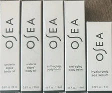 OSEA Anti Aging Body Balm, Undaria Algae Body Oil .6oz/18ml Ea & HyaluronicSerum