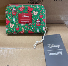 Loungefly Disney Mickey Mouse Holiday Treats Wallet All Over Pattern Zip Around
