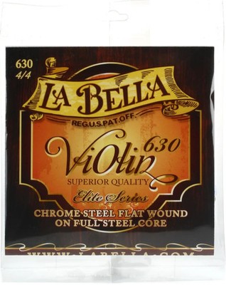 La Bella 630-4/4 Violin String Set, Chrome Steel Flat Wound 4/4 Scale