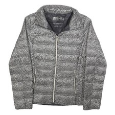 MICHAEL KORS Veste Doudoune Imprimé Léopard Gris Zip Polyester Taille S