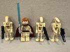 LEGO Minifigure Obi-Wan Kenobi (Young) w/Lightsaber  & 3 Battle Droids