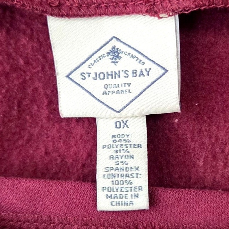 St Johns Bay Burgundy Hoodie Pullover Quilted Fro… - image 5