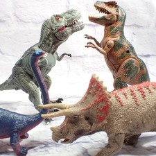Dinosaur Figures Lot 4 Plastic Toy Dinos T-Rex Schleich Triceratops Set