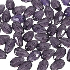 10mm Faceted Glass Beads, 50 Pcs Purple Bicone Birthstone Bead