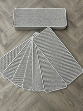 14 Wool Grey Stripe Open Plan Carpet Stair Treads Pad  Pads Stair Pads (a71)