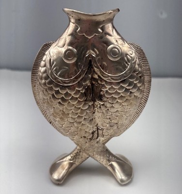 Christofle Vintage Silver Plated Double Fish Vase - Nautical Decor