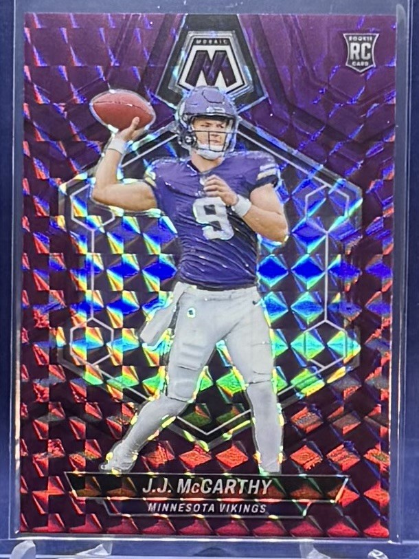 2024 Panini Mosaic JJ McCarthy Purple Mosaic RC 41/49 #310 Vikings Rookie