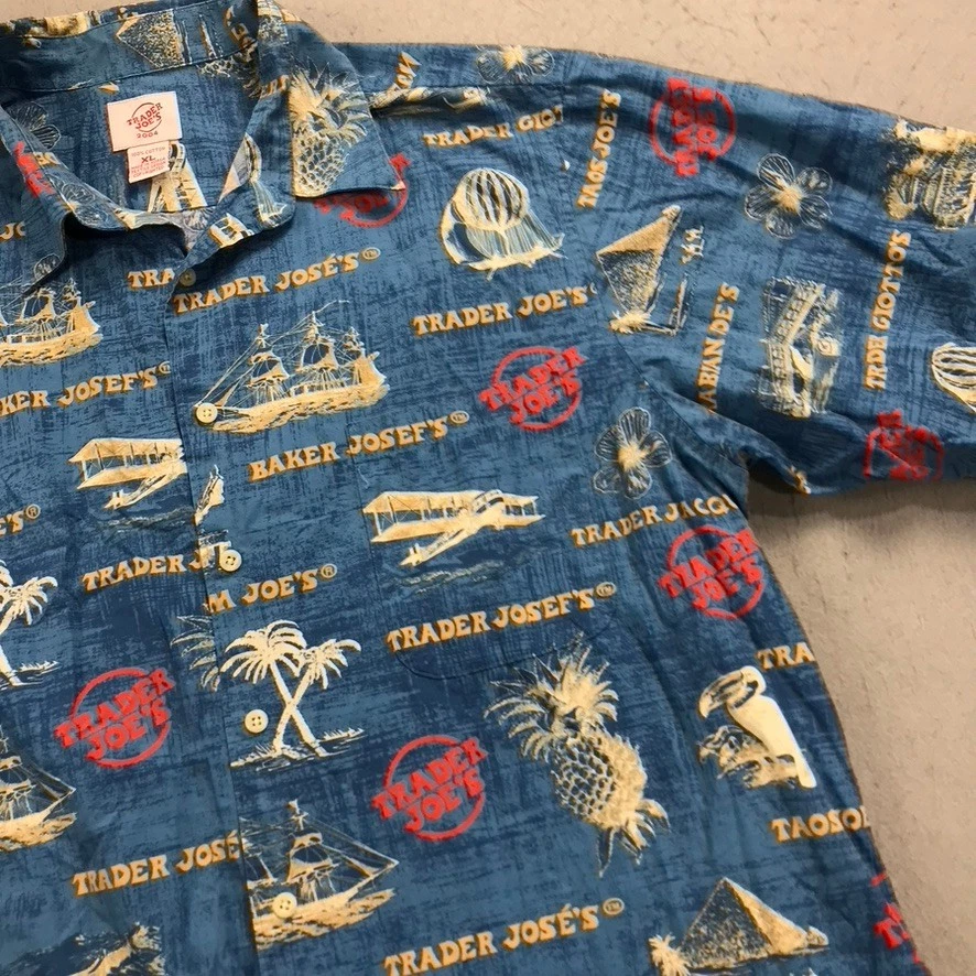 Trader Joes Shirt Mens XL Blue Hawaiian Surf Board Reyn Spooner 2004 RARE - Image 3 of 4