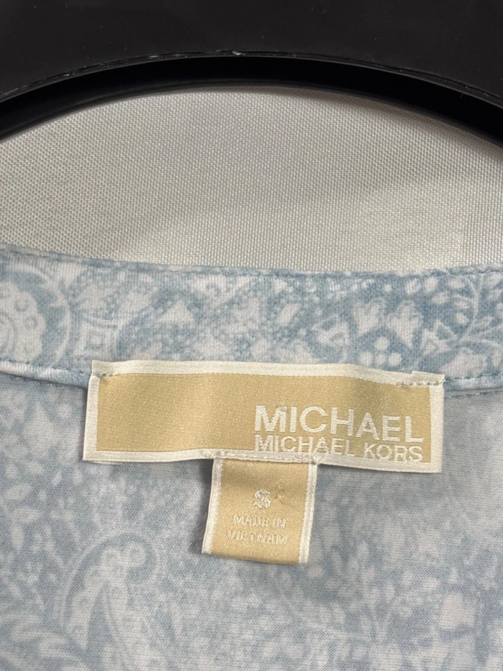 Michael Michael Kors Sleeveless Paisley Ruffle Hem Dress S Sheath Above Knee - Image 3 of 3