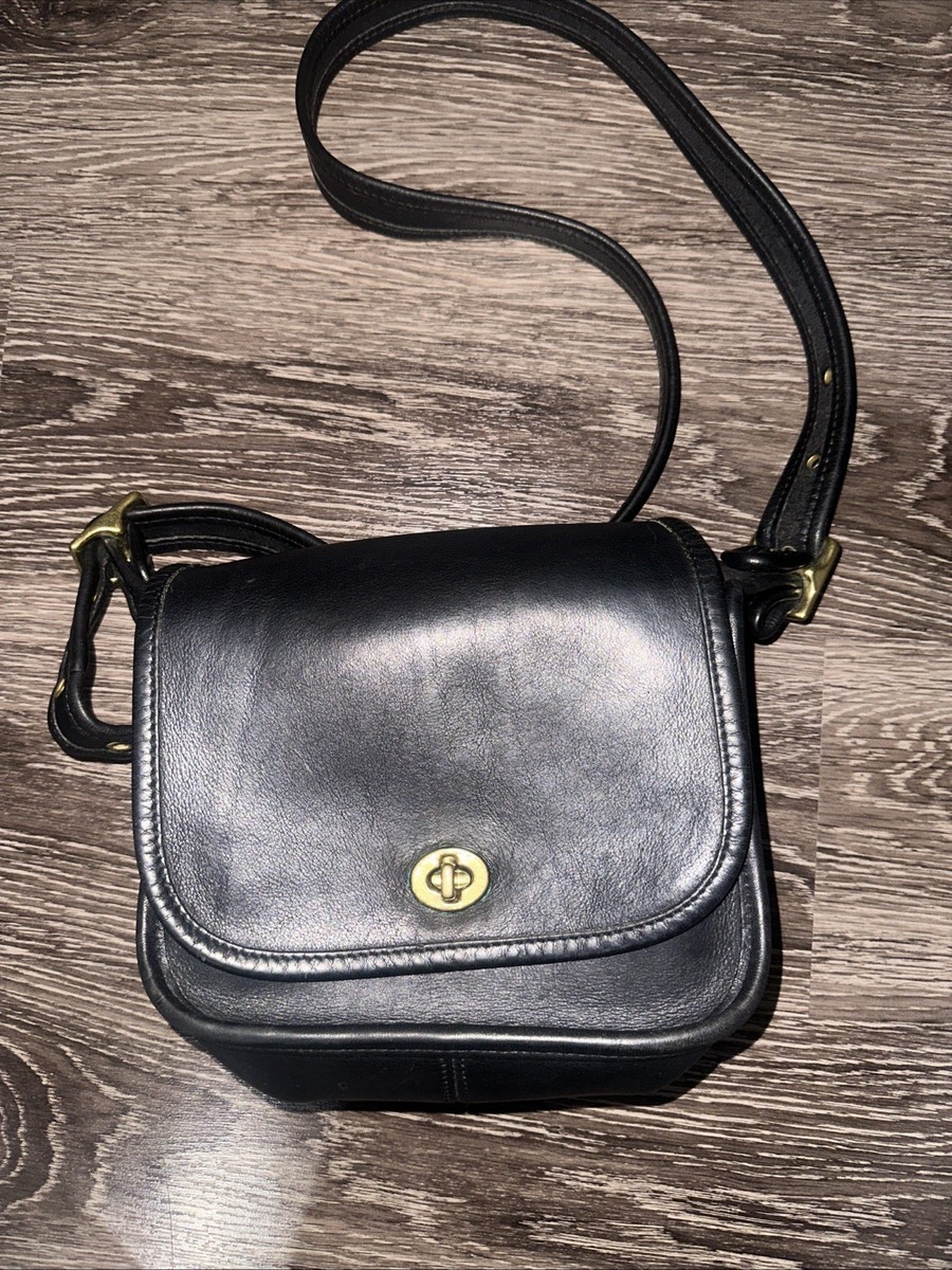 【希少】OLD COACH Dulles Bag leather black Coach Flap Legacy Satchel Bag Black Leather Vintage 65th