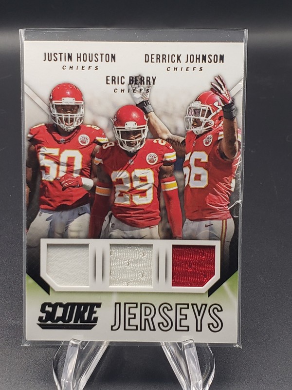 2015 Score - Game Worn Jerseys Eric Berry Derrick Johnson Justin Houston TJ-KCD