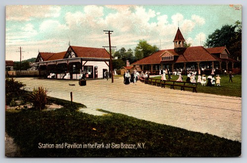 Estación de ferrocarril y pabellón parque Sea Breeze Nueva York NY depósito de trenes Rochester - Imagen 1 de 2
