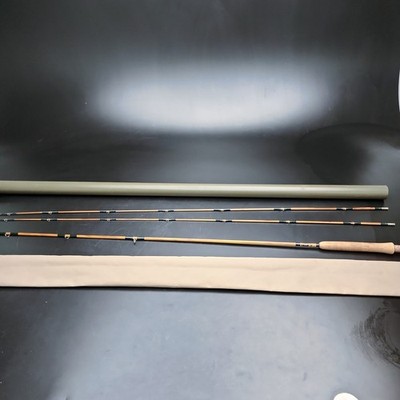 Vintage Bamboo Fly Rod 8' 4wt 3pc Split Cane Fish Logo w/Tube