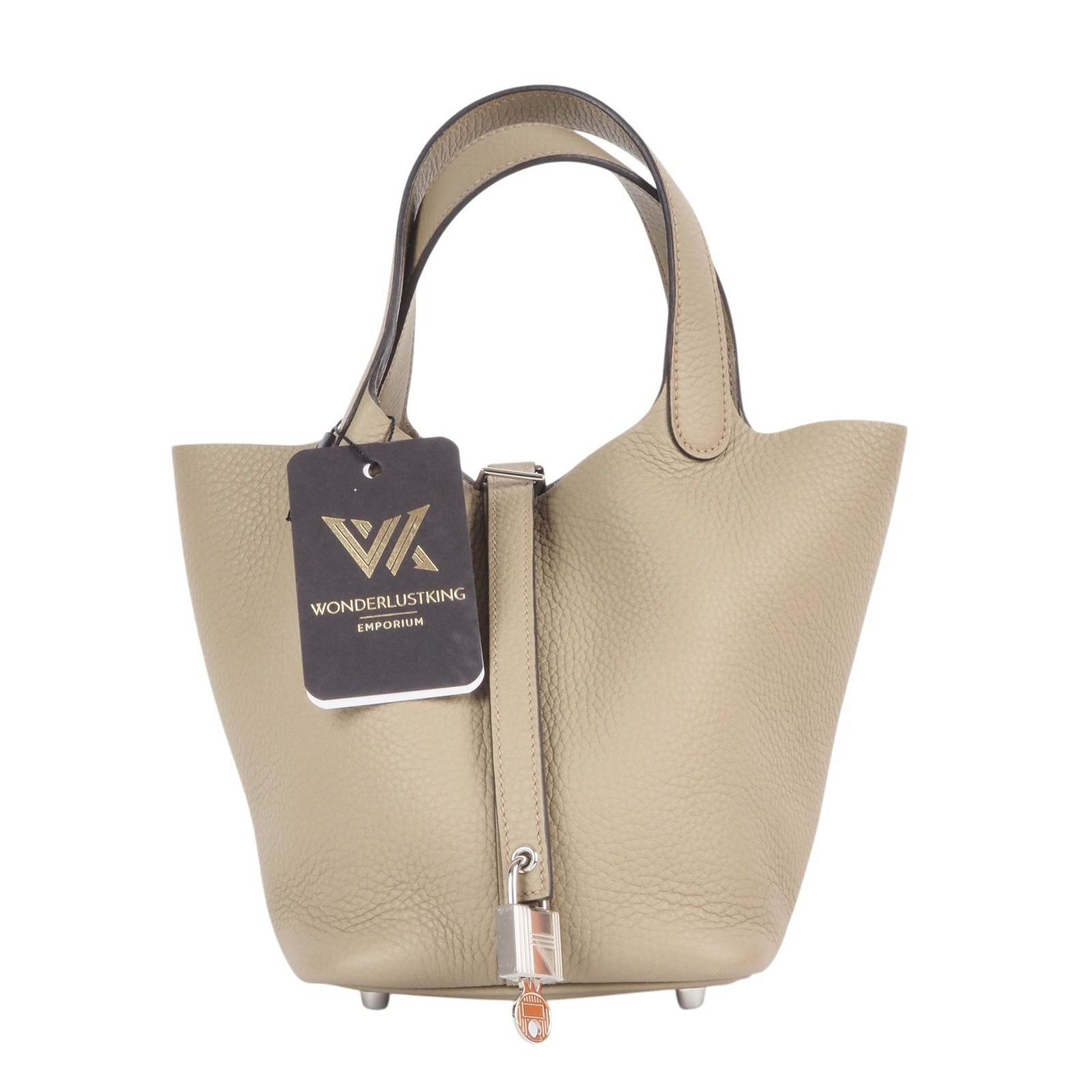 HERMÈS bag Picotin 18 Lock Trench Taurillon Clemence Palladium Tote 2024