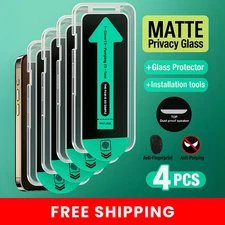 4Pack Matte Privacy Tempered Glass Screen Protector For iPhone 16 15 14 13 12 11