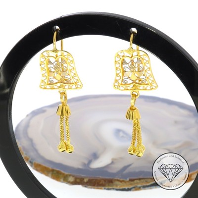 SONDERAKTION WERT 690,- Ohrringe oriental 875 bicolor Gold 21k 21 KT XXYY