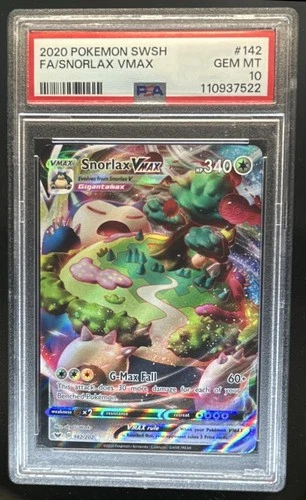2020 Pokemon SWSH Snorlax Vmax Full Art Holo #142/202 PSA 10
