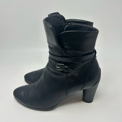 Ecco Sculptured 75 Mid Cut Boot SZ 39 Ankle Booties Black Leather