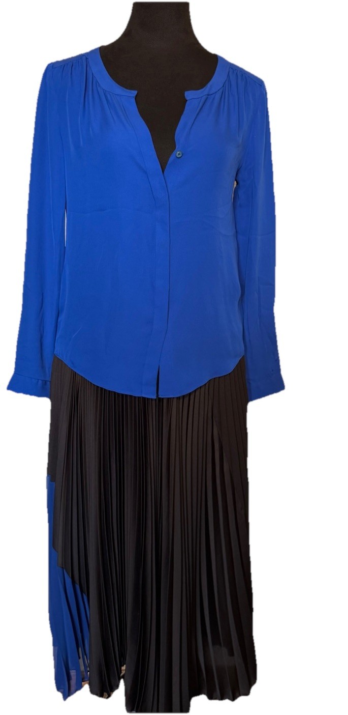 Babaton Aritzia 100% Silk Blouse XS Royal Blue Sp… - image 11