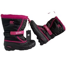 SOREL 01831 WOMEN GIRL INSULATED SNOW BOOT SIZE 5 37 BLACK PINK WARM NEW W/ TAGS