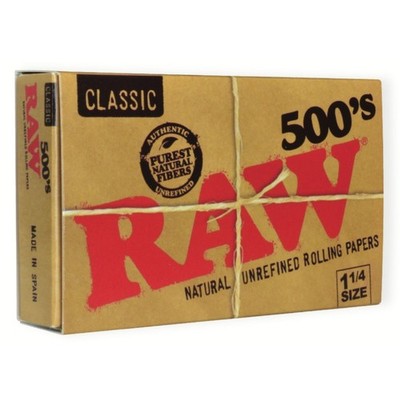 4x RAW Classic 1 1/4 Size 500's Rolling Papers Smoking Accessories Pack New 1.25