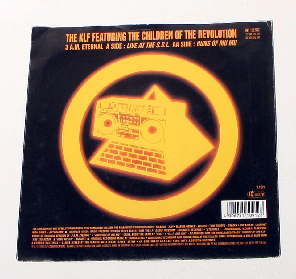 THE KLF - 3 A.M. Eternal (Live At The S.S.L.) - 7" VINYL von 1991 - Bild 3 von 3
