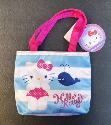 Hello Kitty 2013 Lil Girls 6.5 x 7'' Mini Satin Tote Bag Purse Beach Ocean Summer