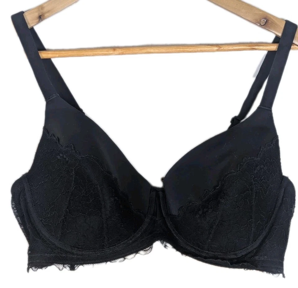 Sujetador Berlei Talla 18D Negro Encaje Bonito Con Aros Foto 2 de 4