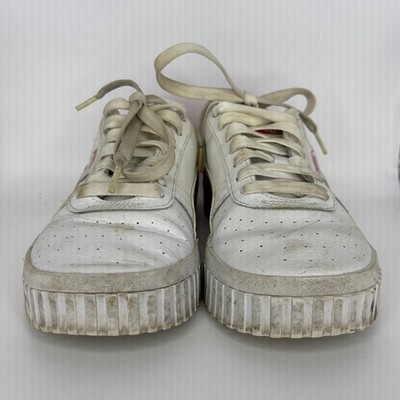 Puma Cali Sneakers Womens 8.5 White Pink Multi Stripe Low Top Platform Leather