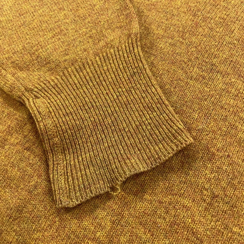 Suéter Puritano Vintage Masculino Médio Laranja Queimado Lã de Cordeiro Decote V AquaKnit EUA - Imagem 4 de 4