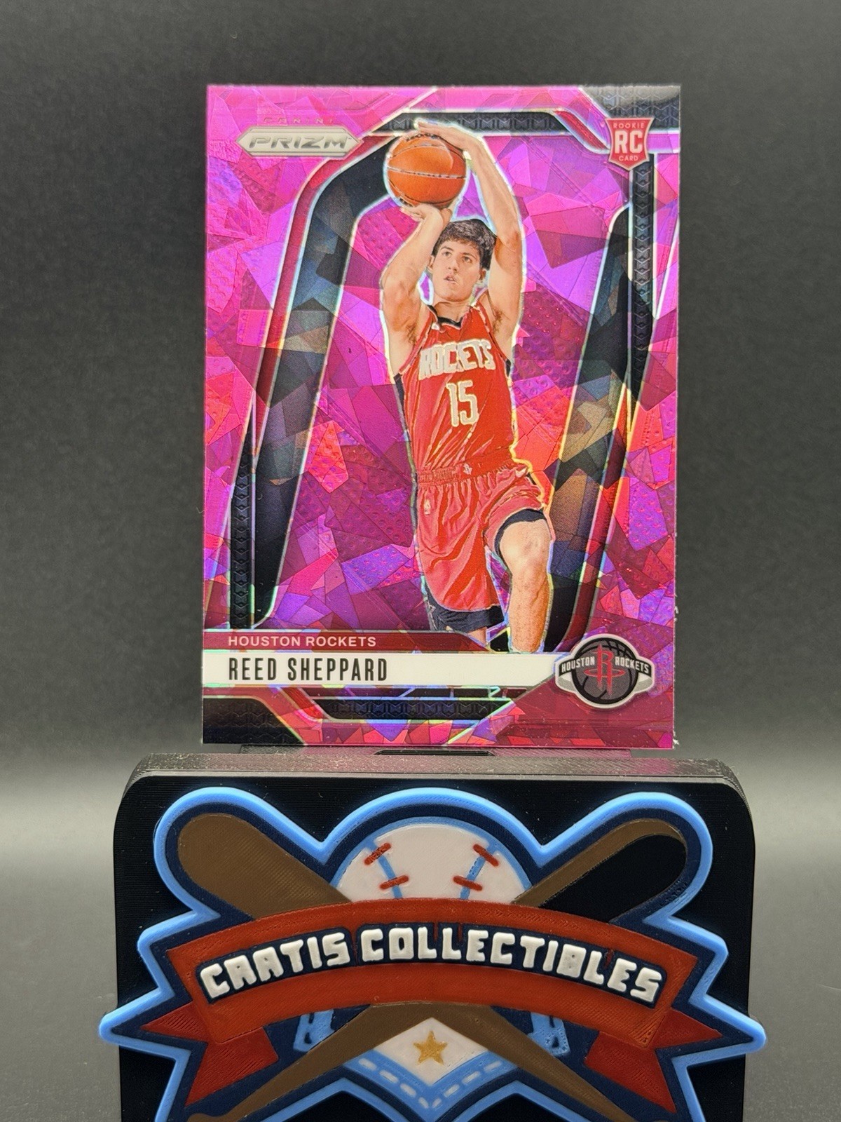 2024 Prizm Reed Sheppard Pink Cracked Ice #268 Rookie Rockets