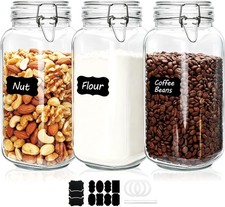 78oz Glass Storage Jars with Airtight Lids Set of 3, Pantry Storage Containers