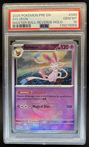 2025 Pokemon Prismatic Evolutions Sylveon Reverse Master Ball #040/131 PSA 10