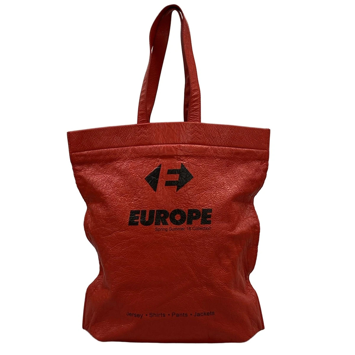BALENCIAGA Supermarket Shopper L 508454 Red Black Leather Unisex 
