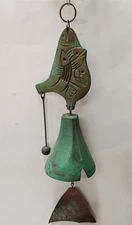 Paolo Soleri Signed Vintage Brutalist Bronze Wind Bell Water Cause Bell MCM Fish