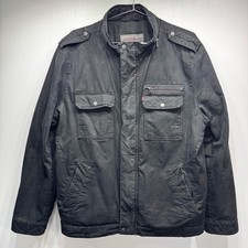 Levi's Black Barn Chore Coat Cotton Canvas w Quilted Lining Moto Biker Western