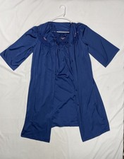 Vintage Shadowline Nightgown Medium Navy Blue Lace Mid Slip And Coverup 70s