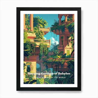 Gerahmtes Wandbild Hängende Gärten von Babylonwundern Poster Leinwanddruck Bild