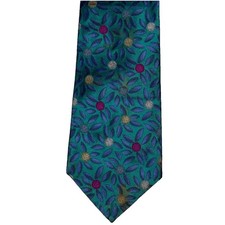 Christian Dior Tie Green Blue Silk Floral Made in USA Fabric Woven 3.25 Wide