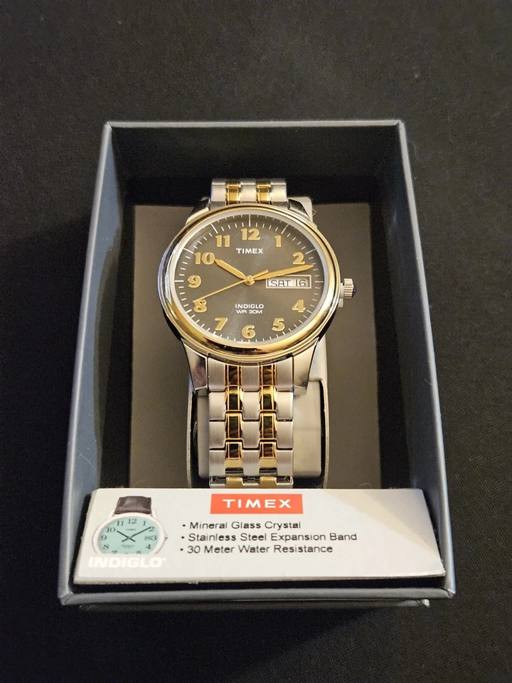 *Nuevo* Reloj de cuarzo Timex Indiglo clásico para hombre 35 mm Foto 2 de 4