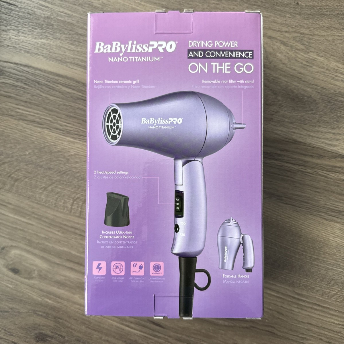 BaBylissPRO Nano Titanium Folding Travel Dryer | eBay