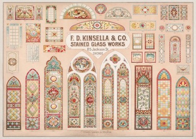 Vintage Buntglas-Wandkunst Klassisches Architektonisches Design Archit